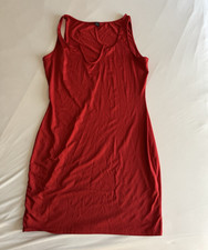 SHEIN XL Red Solid Knit Bodycon Dress Scoop Neck Sleeveless Short Pullover
