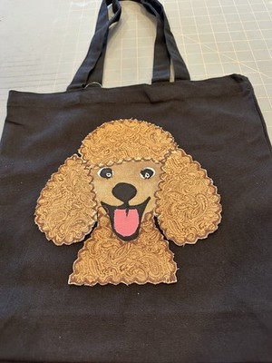Adorable Artisan Crafted Appliqué Dog Tote Bag   Customizable Canvas Bag Color