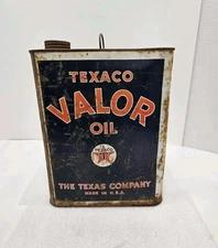 VINTAGE TEXACO VALOR MOTOR OIL  2 GALLON TIN CAN GARAGE SHOP DECORATION MANCAVE