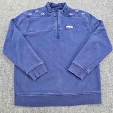 Vineyard Vines Quarter Zip Pullover Sweatshirt Blue Whale Print Men's Size S