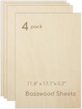 Plywood Sheets Unfinished Basswood Craft Wood Board 4 Pack 11.8 x 17.1 inches