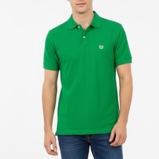Chaps Mens Green Short Sleeve Polo Shirt Embroidered Logo Size S