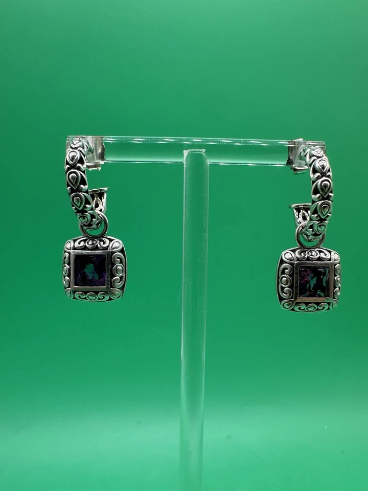 Pendientes colgantes de aro de amatista A by John Hardy Keepang plata 925 Foto 2 de 4