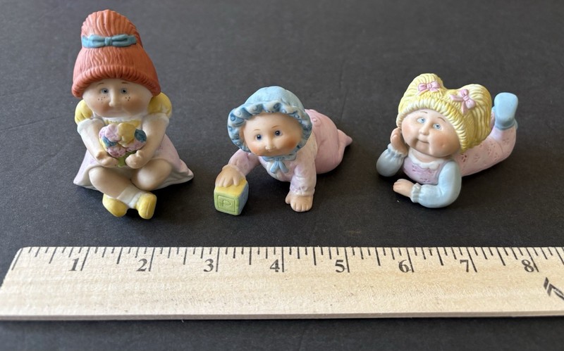Vintage 1984 Cabbage Patch Kids (3) Porcelain Ceramic Figurine Lot