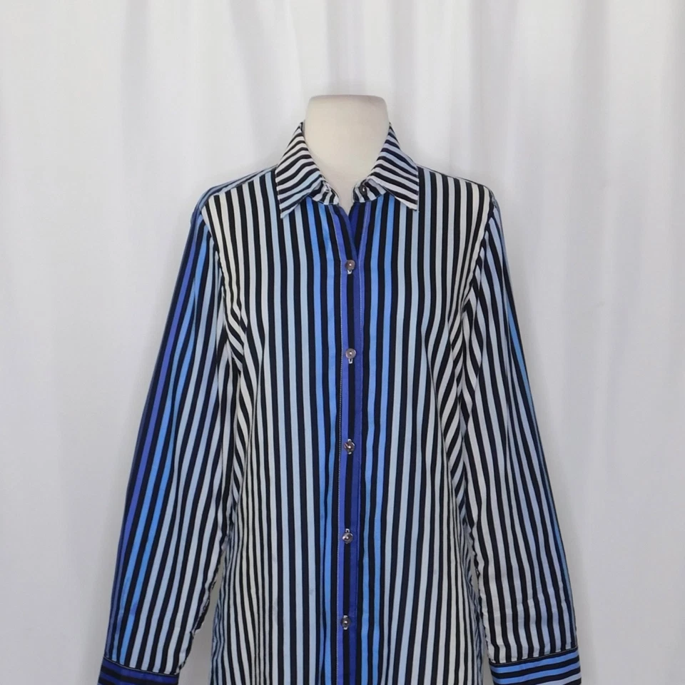 Tommy Bahama синяя полосатая на пуговицах пляжный отдых путешествия средний размер - Изображение 3 из 4