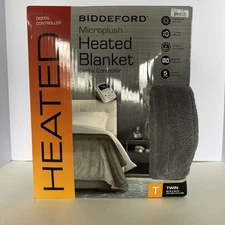 Biddeford Microplush Heated Electric Blanket Blue/ Size Twin - Brand New In Box