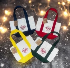 Trader Joe's Mini Canvas Tote Bag Set Of 4 Red Blue Green Yellow CHRISTMAS LIMIT