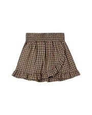Rylee + Cru Collective Wrap Ruffle Linen-Blend Skirt Brown 10-12Y