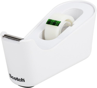Scotch Tape Dispenser, White, Great for School or Office and Includes 1 Roll of