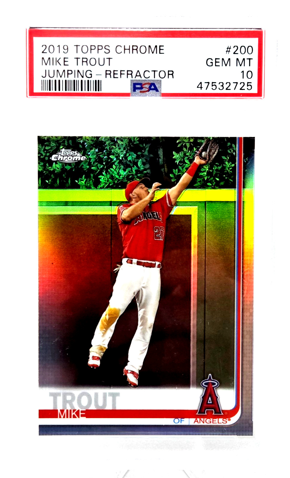 2019 Topps Chrome REFRACTOR MIKE TROUT Baseball Card PSA 10 GEM MINT view 1