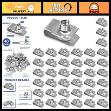 Stainless Steel 1/4"-20 U-Style Clip-On Nut, U-Type Fasteners, 40 Pack