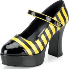 Plateau Party Schuhe "Biene" 70er Jahre-Style - Größe 39 - Halloween - Karneval