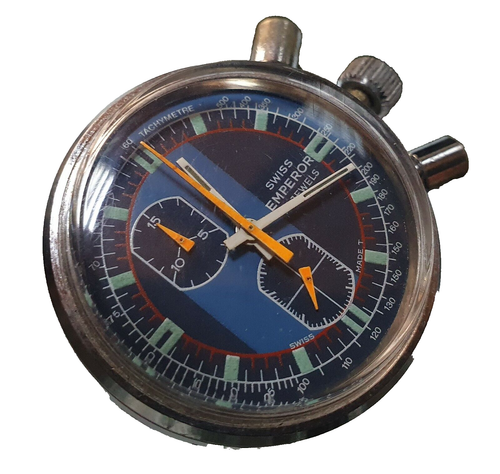 Extremly Rare Vintage EMPEROR DIVER TACHYMETRE Chronograph 17J EB8420 Swiss 70's - Picture 10 of 12