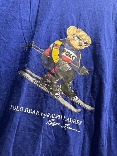 Polo Bear Ralph Lauren Men's Ski Bear Long Sleeve Shirt Royal Blue Size 2XLT New - Picture 2 of 9