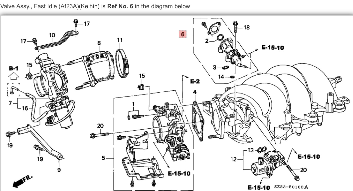 9607 Acura RL Valve Fast Idle Cold Start Thermo Solenoid Assembly
