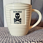 Skull & Crossbones Pirate Mug | Ribbed Ceramic Cup | Gothic Black Interior