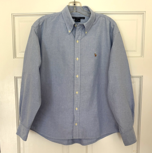 Ralph Lauren Sport Boys Oxford Shirt Size 14 Light Blue 100% Cotton Pony Logo
