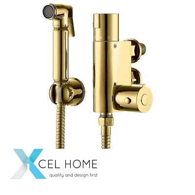 Evan Gold Messing Duschset - Wandmontage, Thermostat Bidet Shattaf Spray