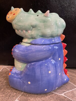 Dinosaur COOKIE JAR Vintage CERAMIC Coco Dawley CERTIFIED INTERNATIONAL CORP 11''