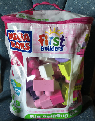 MEGA BLOKS First Builders Pastel Color 80 Pieces 8328 Bag~Pink/Purple~Girls