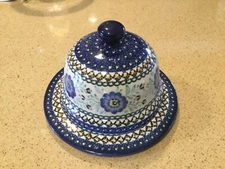 Unikat Polish Pottery 9" Cheese Keeper with Dome Cover