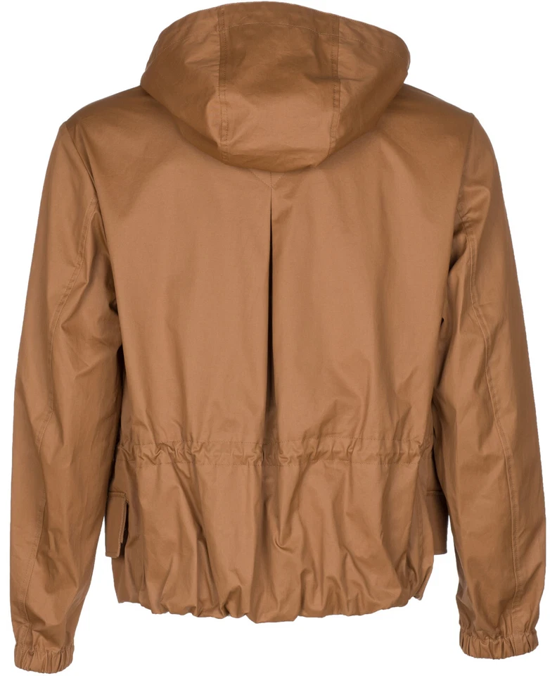 Salvatore Ferragamo Para Hombre Marrón Cremallera Corto Goma Encerado Capucha Impermeable Jac... Foto 2 de 4