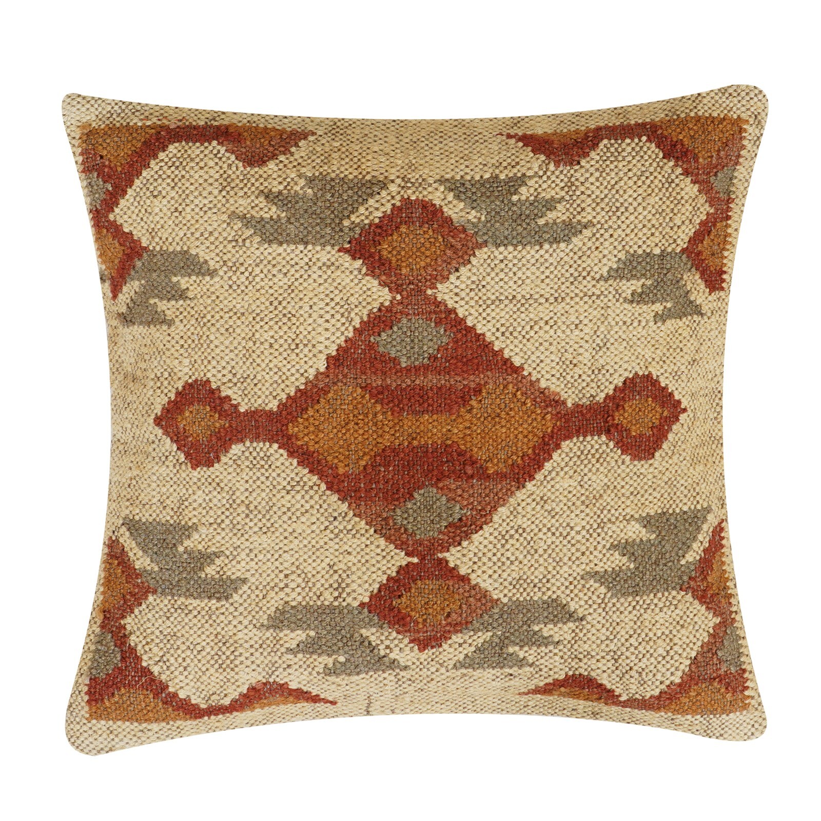 Vintage Indian Kilim Jute Cushion Cover 18×18 Inch Square Pillow Case