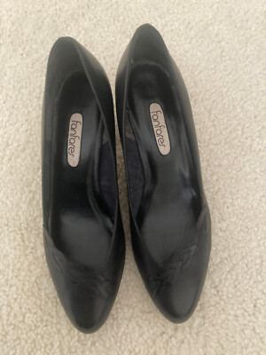 Women's Black Vintage Fanfares Leather Dress Shoes Size 7 Medium