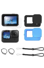 Set Of 2 Accessories Kit for GoPro Hero 10/9 Upgraded Silicone Sleeve Blue & Blk