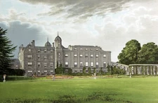 1880 EASTWELL PARK Historical Castle View Print English Full Color Lithograph