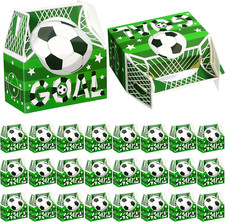 Zonon 25 Pcs Soccer Party Favor Treat Boxes Soccer Candy Goodie Gift Bags Cardbo