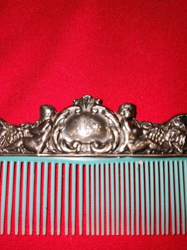 Splendido pettine vintage in argento sterling cherubini 2 lati come da ritrovamento - Foto 6 di 10