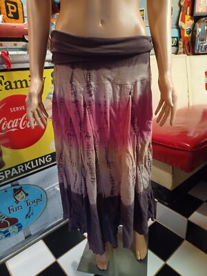 Speak 2 Me Lightweight Tie Dye Boho Maxi Skirt Bohemian Gypsy 100% Cotton L