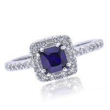 Princess Cut Amethyst Engagement Ring in Sterling Silver 925