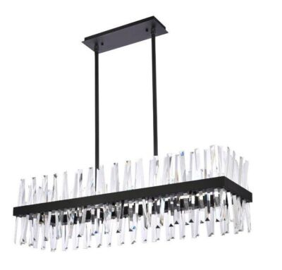 Crystal Chandelier Black Foyer Kitchen Island or Dining Room Light Fixture 42 in
