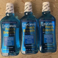 Lot of 3 Lavoris Fresh Breath MouthWash Original PEPPERMINT  16.9 FL OZ SEALED