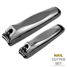 2 PCS FINGERNAIL THICK TOE NAIL CLIPPERS CUTTER SET MANICURE PEDICURE TOOLS
