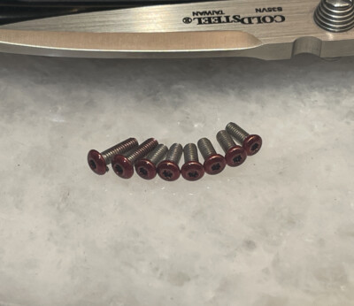 Red Torx Fasteners Red Stainless T6 Torx Screws For Cold Steel AD-10 Knife Handle & Pocket ...