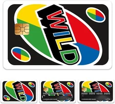 UNO Wild Card Skin (4-Pack) | Funny Game Night Sticker for Credit & Debit Card