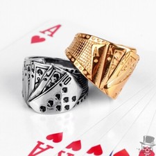 Sculpt Rings  Poker Cards Punk Ring 316L Stainless Steel  Unique Men's Jewelry