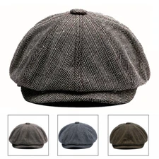 Retro Beret Hats Mens Women Cotton Flat Vintage Tweed Octagon Casual Caps Unisex