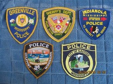 5 mississippi police patchs for display only pearl river/gulf port/gautier/india