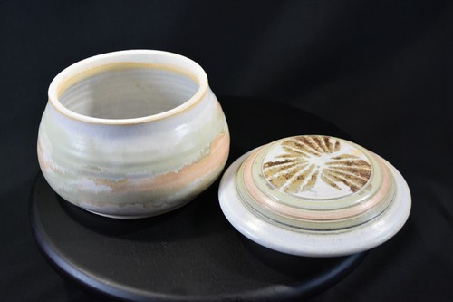 Vintage Studio Art Pottery Dip Drip Glaze Jar w/ Lid Signed 1972 MCM - Picture 5 of 11