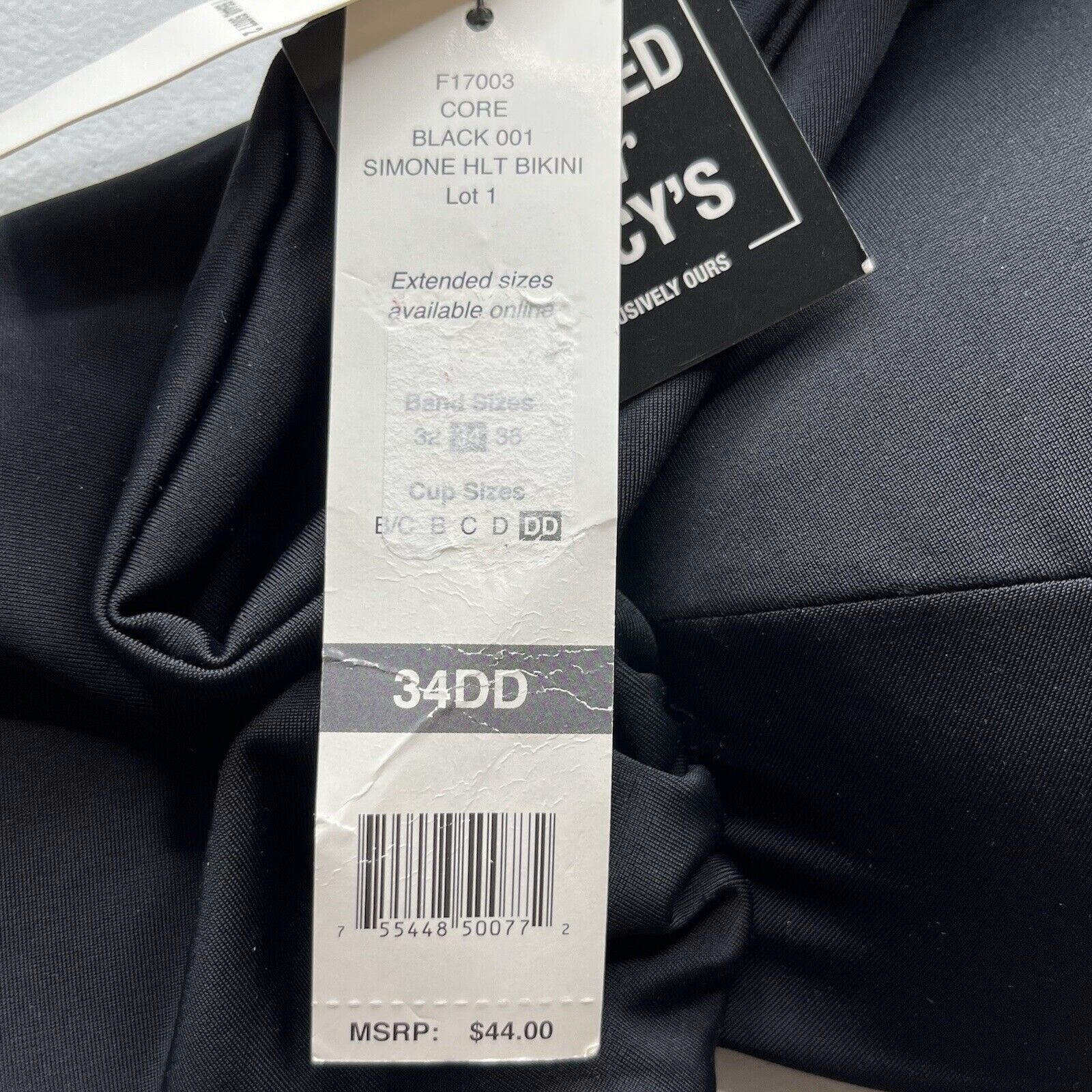 SunDazed Simone HLT Bikini Swim Suit Top Womens 34DD Black Padded New