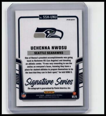 UCHENNA NWOSU 2024 DONRUSS OPTIC SP SILVER PRIZM SIGNATURE SERIES