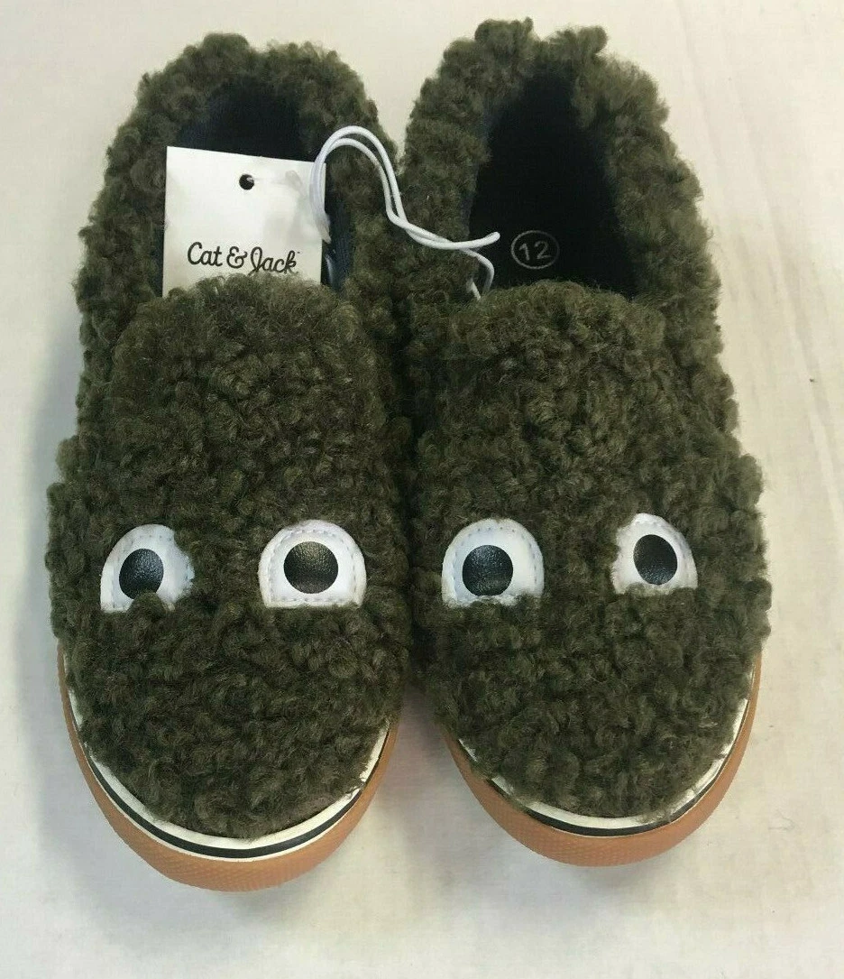 TODDLER BOYS CAT JACK FUZZY SHERPA FUN MONSTER FACE SLIP ON