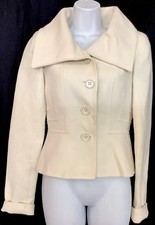 Valentino Jacket Ivory Thick Wool And Cashmere Large Collar Size 6