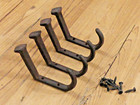 4 Rustic Coat Hooks Cast Iron Wall Mount Hat Hook Towel Railroad Spikes Bath