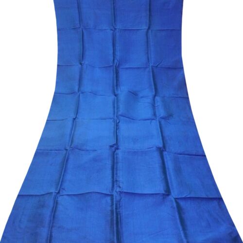 Vintage Azul Dual Tono 100% Seda Pura Sari Retazos 2.7m Manualidades Tela Scrap - Imagen 2 de 4