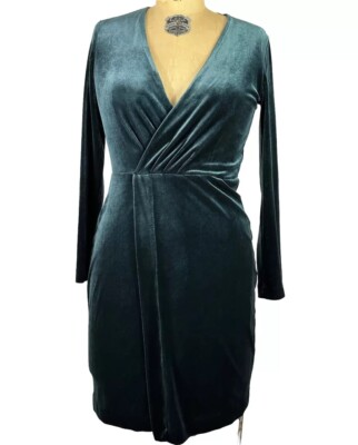 H & M Faux Wrap Stretch Velvet Dress Long Sleeve Bodycon Teal Blue Size Medium | eBay H & M Faux Wrap Stretch Velvet Dress Long Sleeve Bodycon Teal Blue Size Medium | eBay